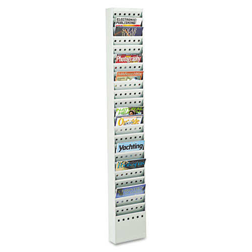 Steel Magazine Rack, 23 Compartments, 10w X 4d X 65.5h, Black