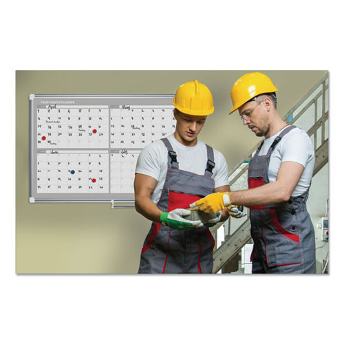 Magnetic Dry Erase Calendar Board, Four-month Planning/scheduling, 48" X 36", White Surface, Satin Aluminum Frame Magnetic Dry Erase Calendar Board, Four-month Planning/scheduling, 48" X 36", White Surface, Satin Aluminum Frame