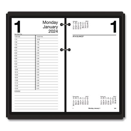 Desk Calendar Base For Loose-leaf Refill, 2 Rings, 4.5" X 8", Black
