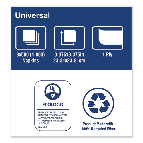 Universal Beverage Napkin, 1-ply,9.13 X 9.13, 1/4 Fold, Poly-pack, White, 4000/carton Universal Beverage Napkin, 1-ply,9.13 X 9.13, 1/4 Fold, Poly-pack, White, 4000/carton