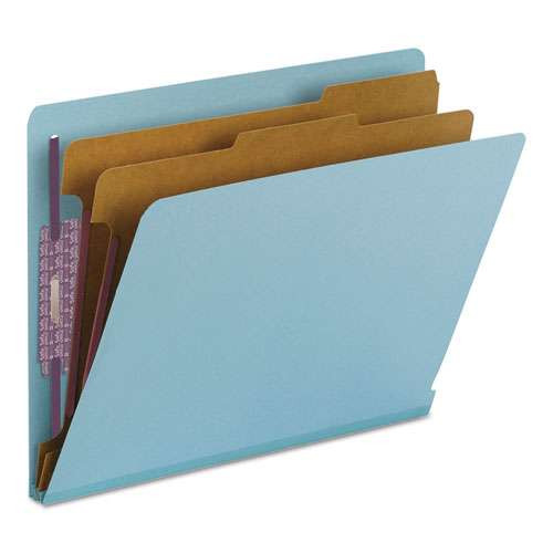 End Tab Colored Pressboard Classification Folders With Safeshield Coated Fasteners, 2 Dividers, Letter Size, Blue, 10/box End Tab Colored Pressboard Classification Folders With Safeshield Coated Fasteners, 2 Dividers, Letter Size, Blue, 10/box