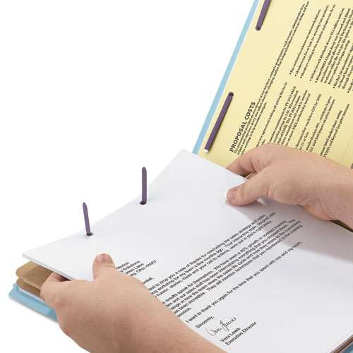 End Tab Colored Pressboard Classification Folders With Safeshield Coated Fasteners, 2 Dividers, Letter Size, Blue, 10/box End Tab Colored Pressboard Classification Folders With Safeshield Coated Fasteners, 2 Dividers, Letter Size, Blue, 10/box