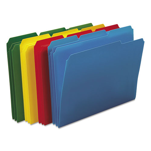 Top Tab Poly Colored File Folders, 1/3-cut Tabs: Assorted, Letter Size, 0.75" Expansion, Assorted Colors, 24/box
