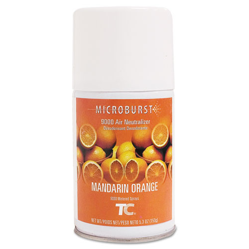Tc Microburst 9000 Air Freshener Refill, Mandarin Orange, 5.3 Oz Aerosol Spray, 4/carton