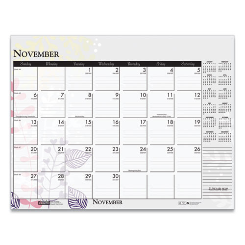 Recycled Desk Pad Calendar, Wild Flowers Artwork, 22 X 17, White Sheets, Black Binding/corners,12-month (jan-dec): 2025 Recycled Desk Pad Calendar, Wild Flowers Artwork, 22 X 17, White Sheets, Black Binding/corners,12-month (jan-dec): 2025