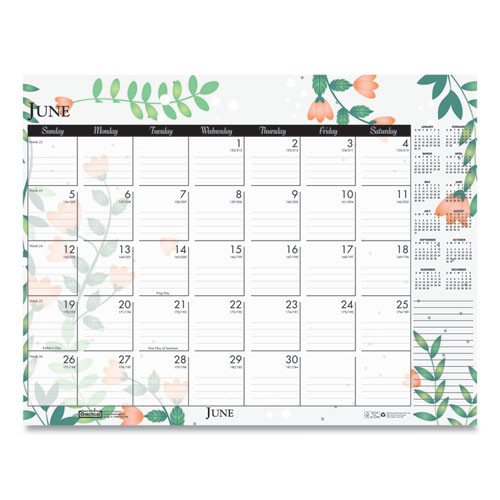 Recycled Desk Pad Calendar, Wild Flowers Artwork, 22 X 17, White Sheets, Black Binding/corners,12-month (jan-dec): 2025 Recycled Desk Pad Calendar, Wild Flowers Artwork, 22 X 17, White Sheets, Black Binding/corners,12-month (jan-dec): 2025