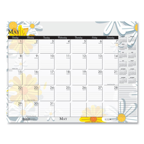 Recycled Desk Pad Calendar, Wild Flowers Artwork, 22 X 17, White Sheets, Black Binding/corners,12-month (jan-dec): 2025 Recycled Desk Pad Calendar, Wild Flowers Artwork, 22 X 17, White Sheets, Black Binding/corners,12-month (jan-dec): 2025