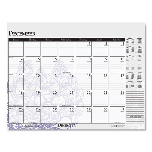 Recycled Desk Pad Calendar, Wild Flowers Artwork, 22 X 17, White Sheets, Black Binding/corners,12-month (jan-dec): 2025 Recycled Desk Pad Calendar, Wild Flowers Artwork, 22 X 17, White Sheets, Black Binding/corners,12-month (jan-dec): 2025