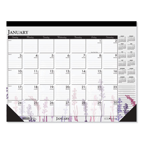 Recycled Desk Pad Calendar, Wild Flowers Artwork, 22 X 17, White Sheets, Black Binding/corners,12-month (jan-dec): 2026 Recycled Desk Pad Calendar, Wild Flowers Artwork, 22 X 17, White Sheets, Black Binding/corners,12-month (jan-dec): 2026