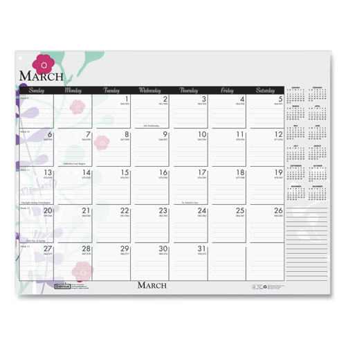 Recycled Desk Pad Calendar, Wild Flowers Artwork, 22 X 17, White Sheets, Black Binding/corners,12-month (jan-dec): 2026 Recycled Desk Pad Calendar, Wild Flowers Artwork, 22 X 17, White Sheets, Black Binding/corners,12-month (jan-dec): 2026