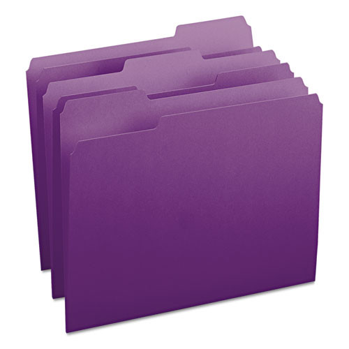 Colored File Folders, 1/3-cut Tabs: Assorted, Letter Size, 0.75" Expansion, Purple, 100/box Colored File Folders, 1/3-cut Tabs: Assorted, Letter Size, 0.75" Expansion, Purple, 100/box