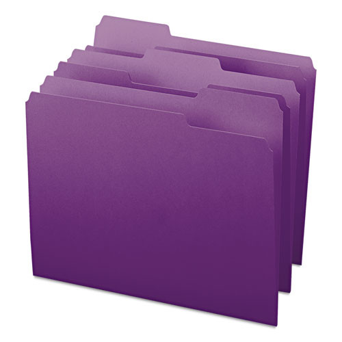 Colored File Folders, 1/3-cut Tabs: Assorted, Letter Size, 0.75" Expansion, Purple, 100/box Colored File Folders, 1/3-cut Tabs: Assorted, Letter Size, 0.75" Expansion, Purple, 100/box