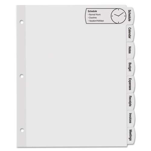 Big Tab Printable Large White Label Tab Dividers, 8-tab, Letter, 20 Per Pack