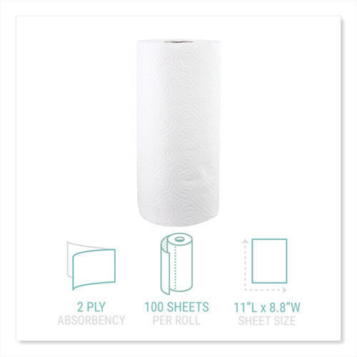 Kitchen Roll Towels, 2-ply, 11 X 8.8, White, 100/roll, 30 Rolls/carton Kitchen Roll Towels, 2-ply, 11 X 8.8, White, 100/roll, 30 Rolls/carton