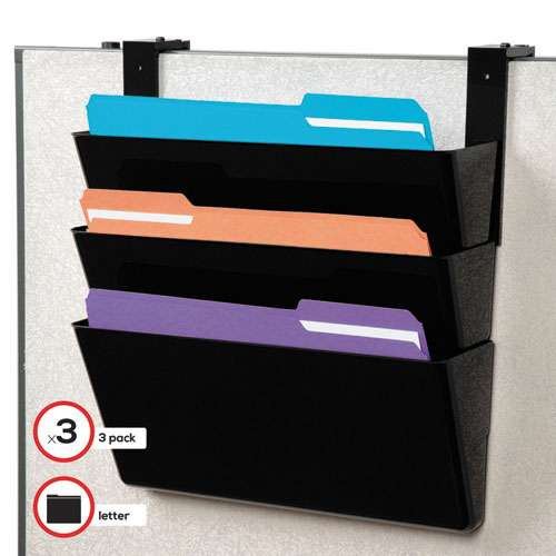 Docupocket Stackable Three-pocket Partition Wall File, 3 Sections, Letter Size, 13" X 4", Black Docupocket Stackable Three-pocket Partition Wall File, 3 Sections, Letter Size, 13" X 4", Black