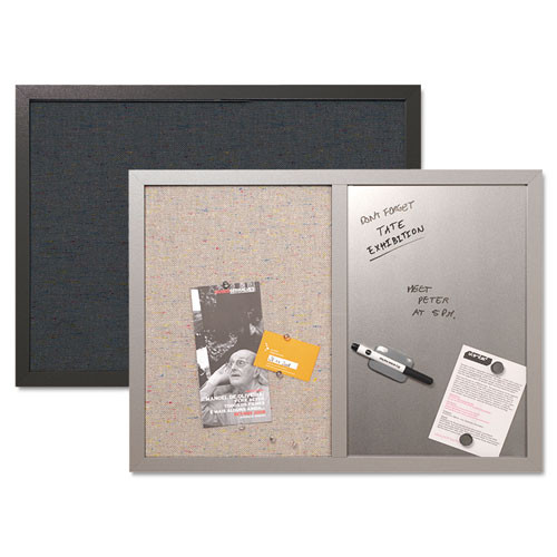 Designer Fabric Bulletin Board, 24x18, Gray Fabric/gray Frame