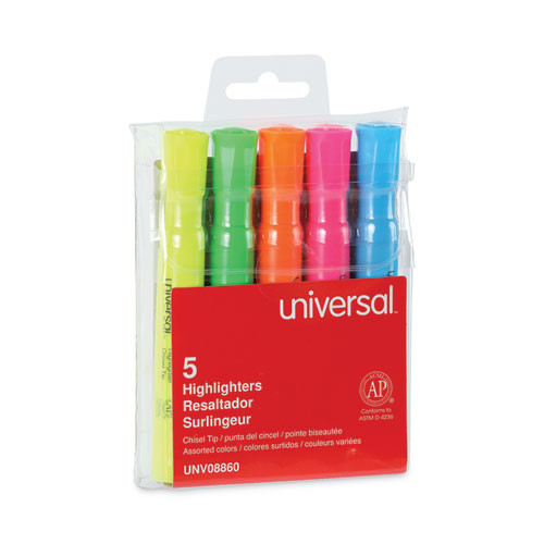 Desk Highlighters, Assorted Ink Colors, Chisel Tip, Assorted Barrel Colors, 5/set Desk Highlighters, Assorted Ink Colors, Chisel Tip, Assorted Barrel Colors, 5/set