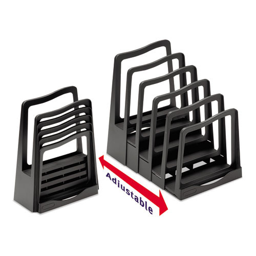 Adjustable File Rack, 5 Sections, Letter Size Files, 8" X 11.5" X 10.5", Black