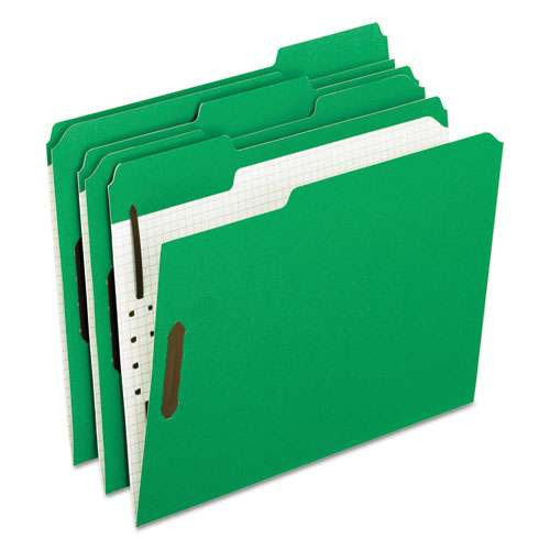 Colored Classification Folders With Embossed Fasteners, 2 Fasteners, Letter Size, Green Exterior, 50/box