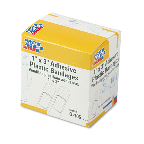 Plastic Adhesive Bandages, 1 X 3, 100/box Plastic Adhesive Bandages, 1 X 3, 100/box