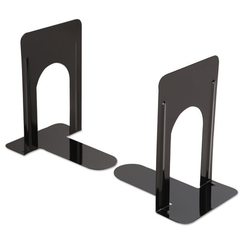 Economy Bookends, Nonskid, 4.75 X 5.25 X 5, Heavy Gauge Steel, Black, 1 Pair