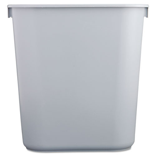 Deskside Plastic Wastebasket, Rectangular, 3.5 Gal, Gray Deskside Plastic Wastebasket, Rectangular, 3.5 Gal, Gray