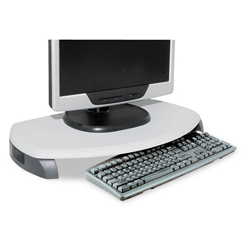 Crt/lcd Stand With Keyboard Storage, 23" X 13.25" X 3", Black, Supports 80 Lbs