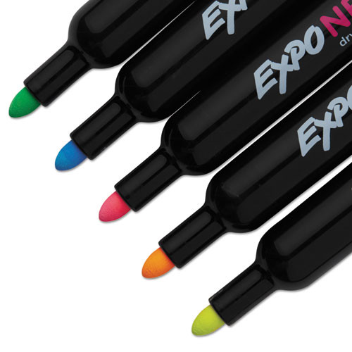Neon Windows Dry Erase Marker, Broad Bullet Tip, Assorted Colors, 5/pack