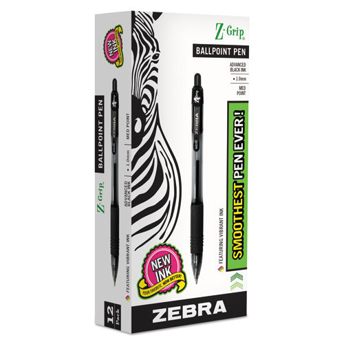 Z-grip Ballpoint Pen, Retractable, Medium 1 Mm, Black Ink, Clear Barrel, 12/pack Z-grip Ballpoint Pen, Retractable, Medium 1 Mm, Black Ink, Clear Barrel, 12/pack