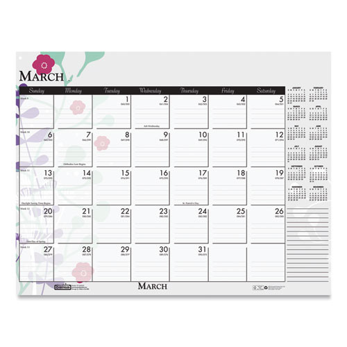 Recycled Desk Pad Calendar, Wild Flowers Artwork, 18.5 X 13, White Sheets, Black Binding/corners,12-month (jan-dec): 2025 Recycled Desk Pad Calendar, Wild Flowers Artwork, 18.5 X 13, White Sheets, Black Binding/corners,12-month (jan-dec): 2025