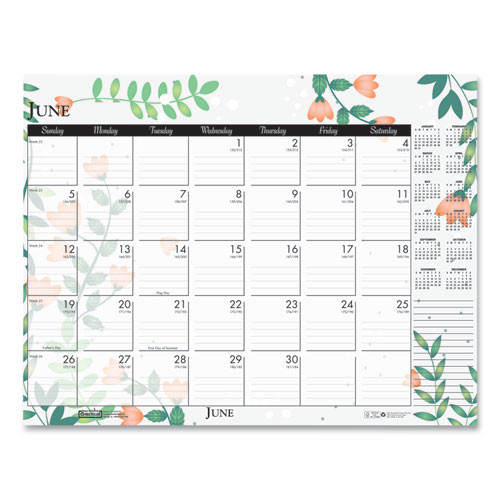 Recycled Desk Pad Calendar, Wild Flowers Artwork, 18.5 X 13, White Sheets, Black Binding/corners,12-month (jan-dec): 2026 Recycled Desk Pad Calendar, Wild Flowers Artwork, 18.5 X 13, White Sheets, Black Binding/corners,12-month (jan-dec): 2026