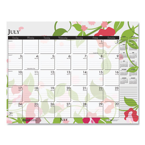 Recycled Desk Pad Calendar, Wild Flowers Artwork, 18.5 X 13, White Sheets, Black Binding/corners,12-month (jan-dec): 2026 Recycled Desk Pad Calendar, Wild Flowers Artwork, 18.5 X 13, White Sheets, Black Binding/corners,12-month (jan-dec): 2026