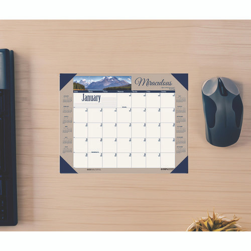 Earthscapes Recycled Monthly Desk Pad Calendar, Motivational Photos, 22 X 17, Blue Binding/corners, 12-month (jan-dec): 2025 Earthscapes Recycled Monthly Desk Pad Calendar, Motivational Photos, 22 X 17, Blue Binding/corners, 12-month (jan-dec): 2025