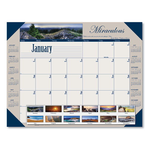 Earthscapes Recycled Monthly Desk Pad Calendar, Motivational Photos, 22 X 17, Blue Binding/corners, 12-month (jan-dec): 2026 Earthscapes Recycled Monthly Desk Pad Calendar, Motivational Photos, 22 X 17, Blue Binding/corners, 12-month (jan-dec): 2026