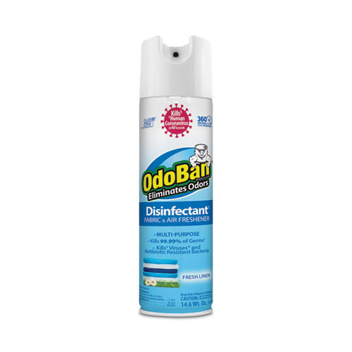 Ready-to-use Disinfectant/fabric And Air Freshener 360 Spray, Fresh Linen, 14 Oz Can, 12/carton Ready-to-use Disinfectant/fabric And Air Freshener 360 Spray, Fresh Linen, 14 Oz Can, 12/carton