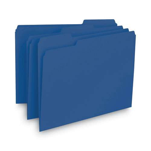 Interior File Folders, 1/3-cut Tabs: Assorted, Letter Size, 0.75" Expansion, Navy Blue, 100/box Interior File Folders, 1/3-cut Tabs: Assorted, Letter Size, 0.75" Expansion, Navy Blue, 100/box
