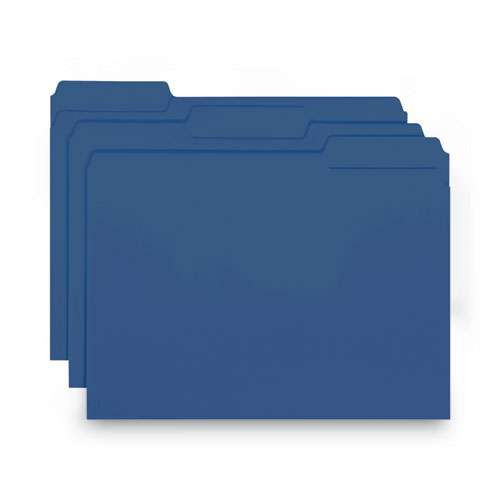 Interior File Folders, 1/3-cut Tabs: Assorted, Letter Size, 0.75" Expansion, Navy Blue, 100/box Interior File Folders, 1/3-cut Tabs: Assorted, Letter Size, 0.75" Expansion, Navy Blue, 100/box