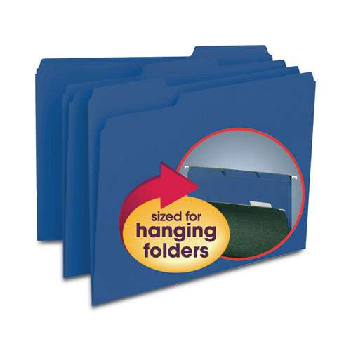 Interior File Folders, 1/3-cut Tabs: Assorted, Letter Size, 0.75" Expansion, Navy Blue, 100/box Interior File Folders, 1/3-cut Tabs: Assorted, Letter Size, 0.75" Expansion, Navy Blue, 100/box
