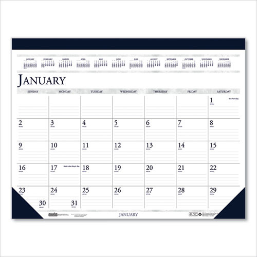 Recycled Two-color Monthly Desk Pad Calendar, 18.5 X 13, Perforated White/blue/gray Sheets, 12-month (jan-dec): 2025 Recycled Two-color Monthly Desk Pad Calendar, 18.5 X 13, Perforated White/blue/gray Sheets, 12-month (jan-dec): 2025