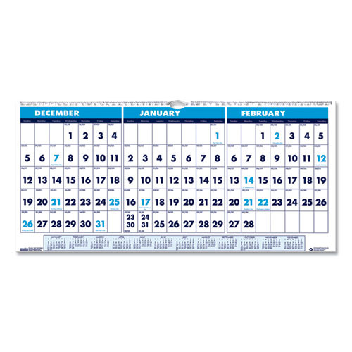 Recycled Three-month Format Wall Calendar, Horizontal Orientation, 17 X 8, White Sheets, 14-month (dec To Jan): 2022 To 2024 Recycled Three-month Format Wall Calendar, Horizontal Orientation, 17 X 8, White Sheets, 14-month (dec To Jan): 2022 To 2024