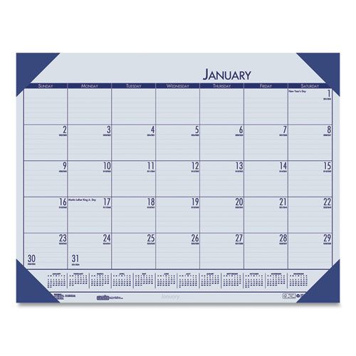 Ecotones Recycled Monthly Desk Pad Calendar, 18.5 X 13, Ocean Blue Sheets/corners, Black Binding, 12-month (jan To Dec): 2026