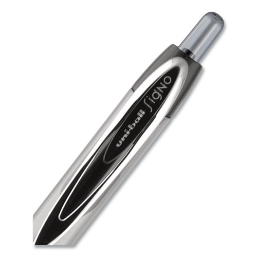 Signo 207 Needle Point Gel Pen, Retractable, Medium 0.7 Mm, Black Ink, Black Barrel, Dozen