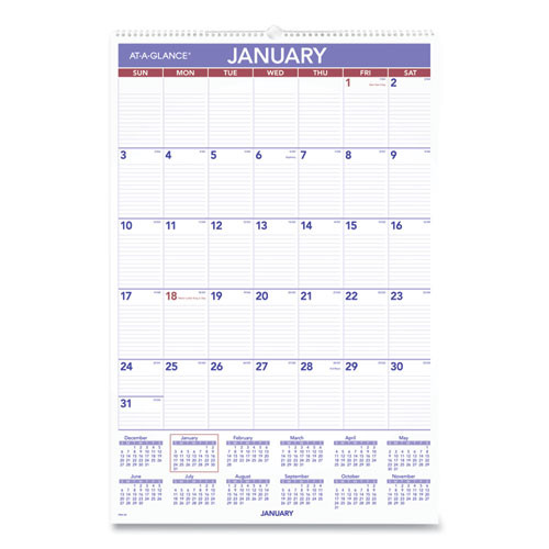 Monthly Wall Calendar With Ruled Daily Blocks, 20 X 30, White Sheets, 12-month (jan To Dec): 2025 Monthly Wall Calendar With Ruled Daily Blocks, 20 X 30, White Sheets, 12-month (jan To Dec): 2025