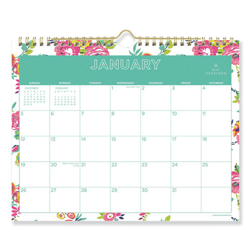Day Designer Peyton Wall Calendar, Floral Artwork, 11 X 8.75, White/multicolor Sheets, 12-month (jan To Dec): 2026