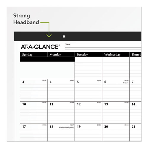 Ruled Desk Pad, 22 X 17, White Sheets, Black Binding, Black Corners, 12-month (jan To Dec): 2025 Ruled Desk Pad, 22 X 17, White Sheets, Black Binding, Black Corners, 12-month (jan To Dec): 2025