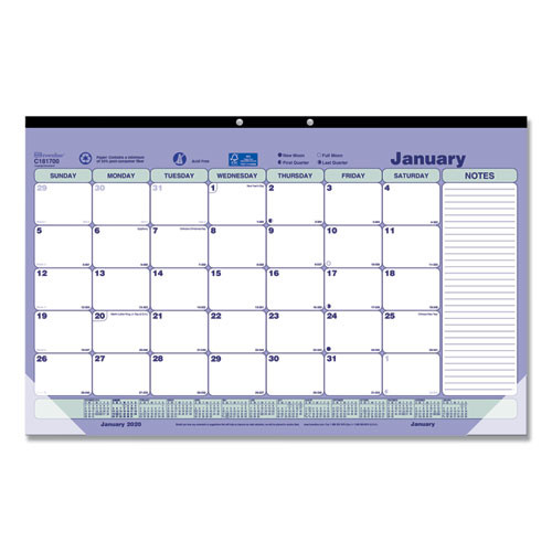 Monthly Desk Pad Calendar, 17.75 X 10.88, White/blue/green Sheets, Black Binding, Clear Corners, 12-month (jan To Dec): 2026 Monthly Desk Pad Calendar, 17.75 X 10.88, White/blue/green Sheets, Black Binding, Clear Corners, 12-month (jan To Dec): 2026