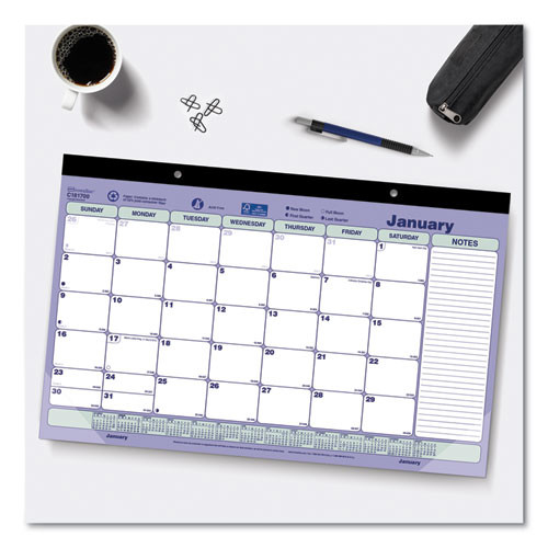 Monthly Desk Pad Calendar, 17.75 X 10.88, White/blue/green Sheets, Black Binding, Clear Corners, 12-month (jan To Dec): 2026 Monthly Desk Pad Calendar, 17.75 X 10.88, White/blue/green Sheets, Black Binding, Clear Corners, 12-month (jan To Dec): 2026