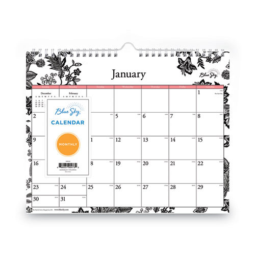 Analeis Wall Calendar, Floral Artwork, 11 X 8.75, White/black/coral Sheets, 12-month (jan To Dec): 2026 Analeis Wall Calendar, Floral Artwork, 11 X 8.75, White/black/coral Sheets, 12-month (jan To Dec): 2026