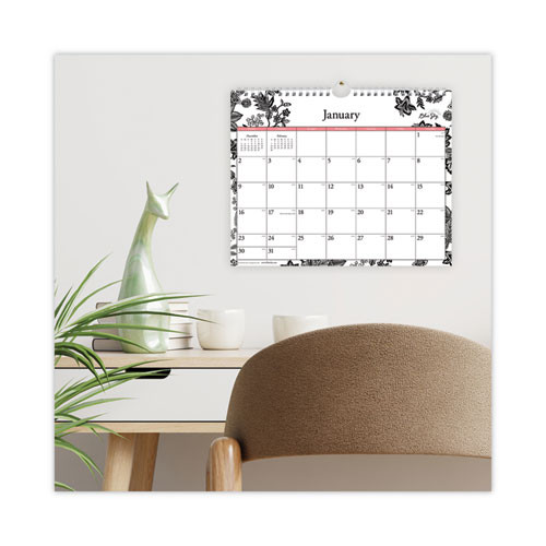 Analeis Wall Calendar, Floral Artwork, 11 X 8.75, White/black/coral Sheets, 12-month (jan To Dec): 2026 Analeis Wall Calendar, Floral Artwork, 11 X 8.75, White/black/coral Sheets, 12-month (jan To Dec): 2026