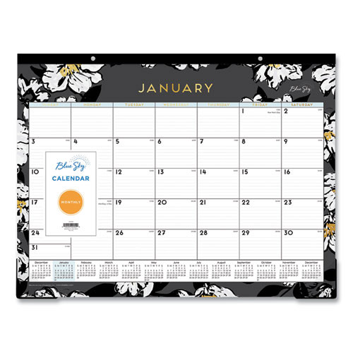 Baccara Dark Desk Pad, Floral Artwork, 22 X 17, White/black/gold Sheets, Black Binding, 12-month (jan To Dec): 2025 Baccara Dark Desk Pad, Floral Artwork, 22 X 17, White/black/gold Sheets, Black Binding, 12-month (jan To Dec): 2025